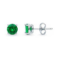Solitaire 1.6ct CZ Cartilage Stud Earrings in Sterling Silver, Emerald Color