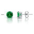 Solitaire 1.6ct CZ Cartilage Stud Earrings in Sterling Silver, Emerald Color