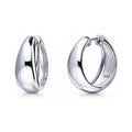 Dome Small Hoop Earrings in Sterling Silver 0.8-1 inch, 2 Pairs, Rhodium Plated