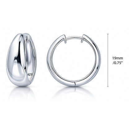 Dome Hoop Earrings in Gold Flashed Sterling Silver 0.8", 2 Pairs