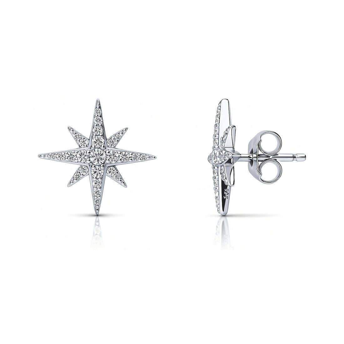 North Star CZ Stud Earrings in Sterling Silver