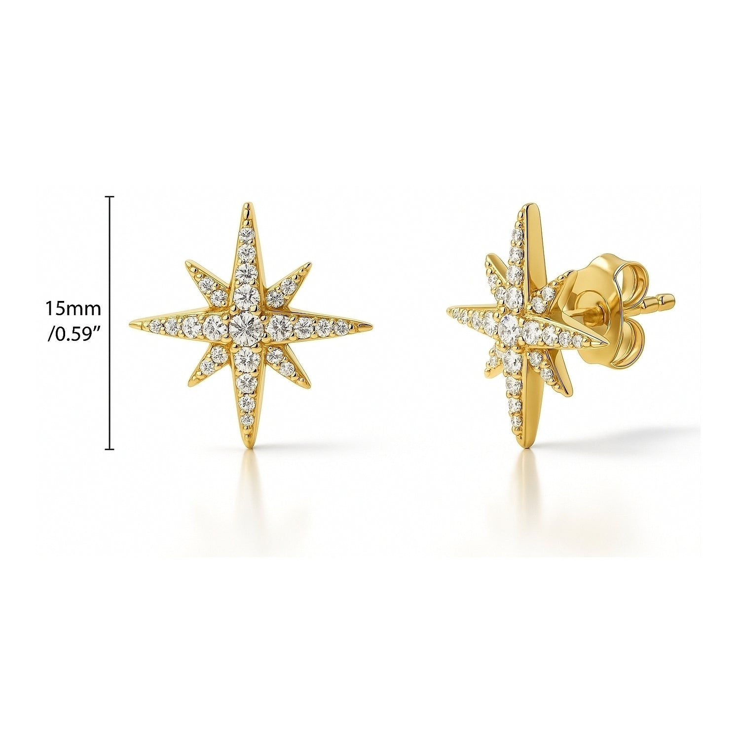 11点ジュエリーSET Sterling Silver North Star CZ Necklace and Earrings Set