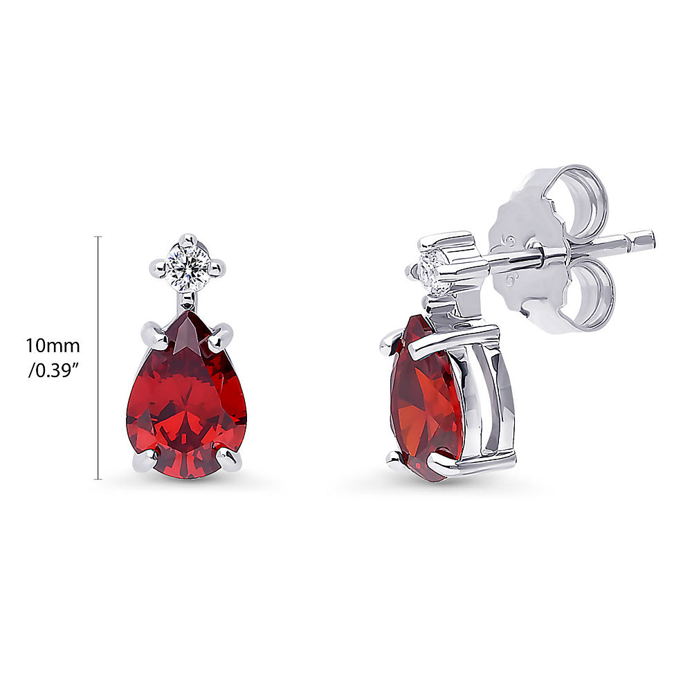 Silver Solitaire 2-Stone 1.4ct Pear Cut CZ Stud Earrings