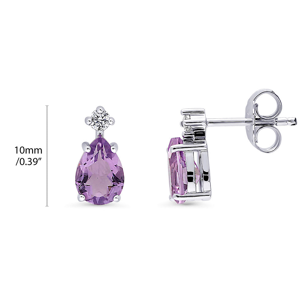 Silver Solitaire 2-Stone 1.4ct Pear Cut CZ Stud Earrings
