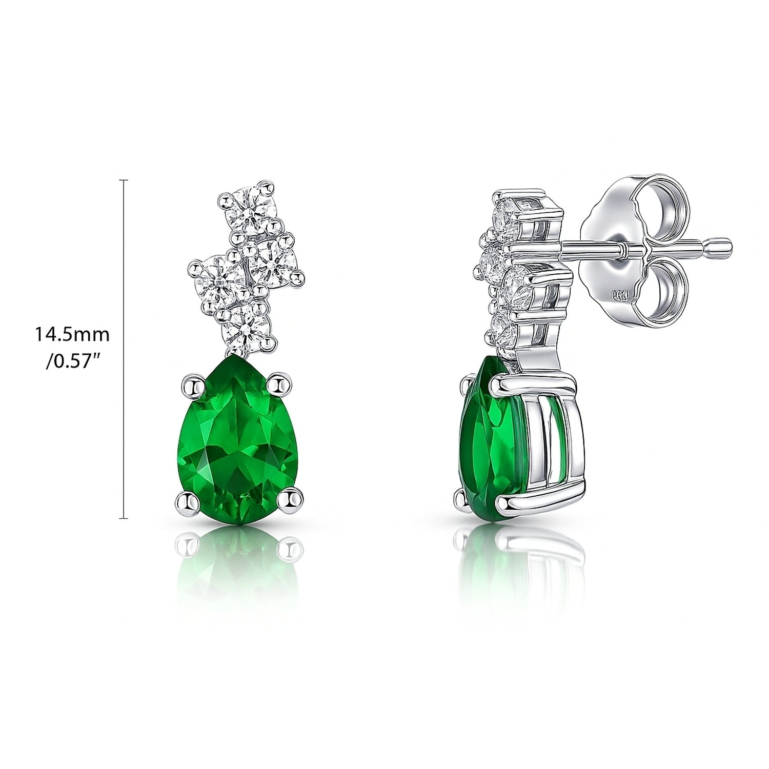 Cluster Emerald-Green CZ Stud Earrings in Sterling Silver, 4 of 6