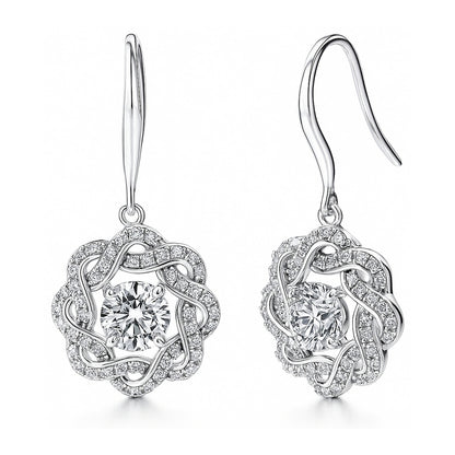 Flower Woven Ribbon Wreath CZ Set in Sterling Silver