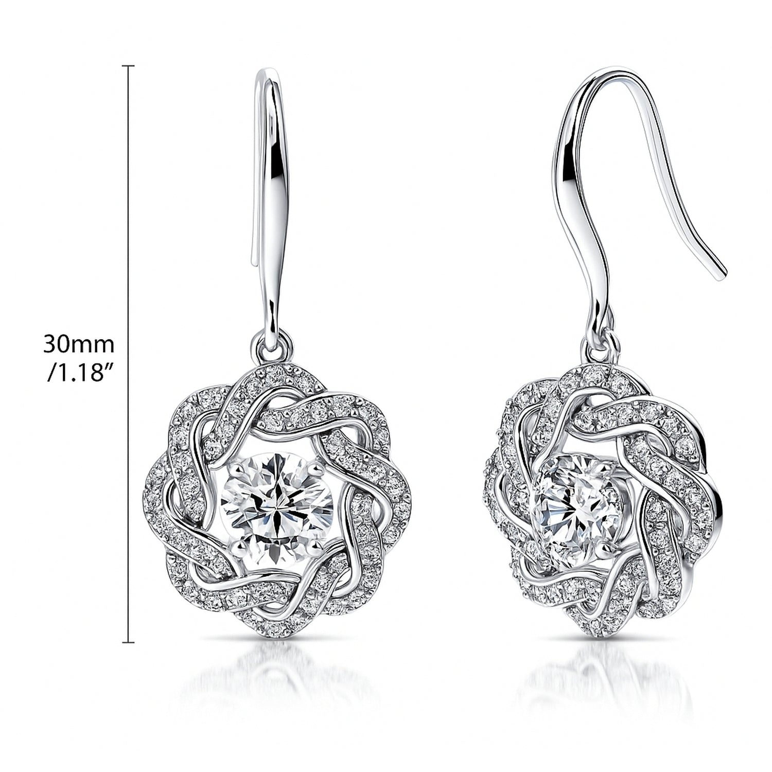Flower Woven Ribbon Wreath CZ Set in Sterling Silver, 8 of 12
