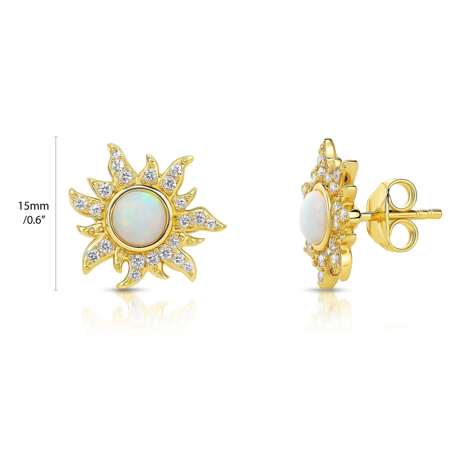 Sterling Silver Sun Sunburst Halo CZ Stud Earrings – BERRICLE