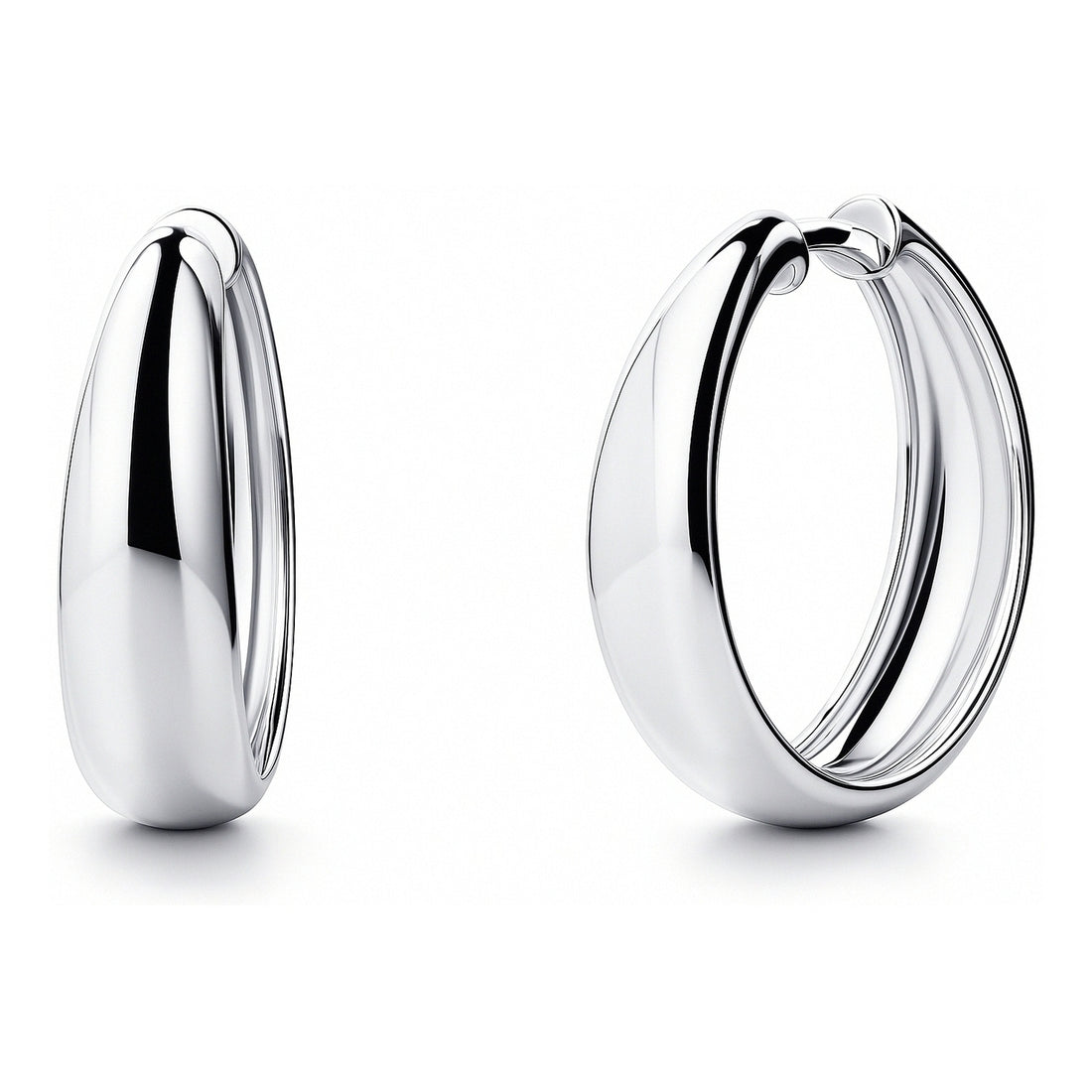 Dome Small Hoop Earrings in Sterling Silver 1"