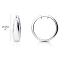 Dome Small Hoop Earrings in Sterling Silver 0.8-1 inch, 2 Pairs, Rhodium Plated