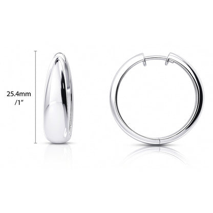 Dome Hoop Earrings in Gold Flashed Sterling Silver 1", 2 Pairs