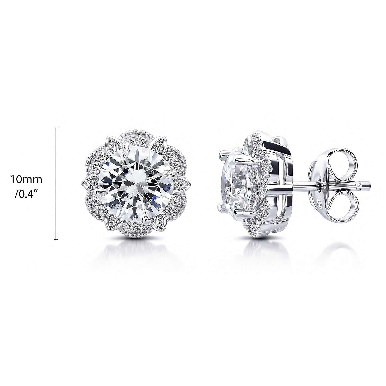 Flower Halo CZ Necklace and Earrings in Sterling Silver, 8 of 15