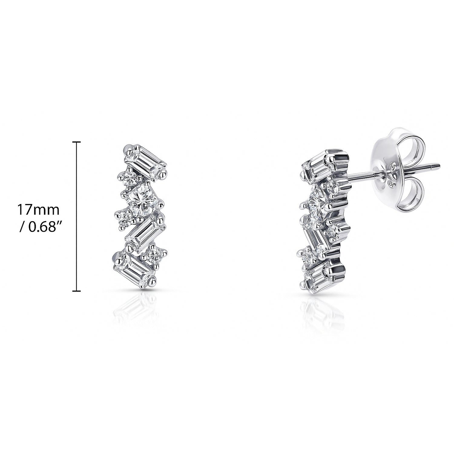 Cluster Bar CZ Stud Earrings in Sterling Silver, 4 of 5