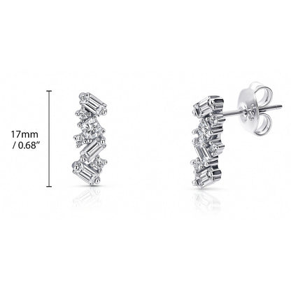 Cluster Bar CZ Stud Earrings in Sterling Silver