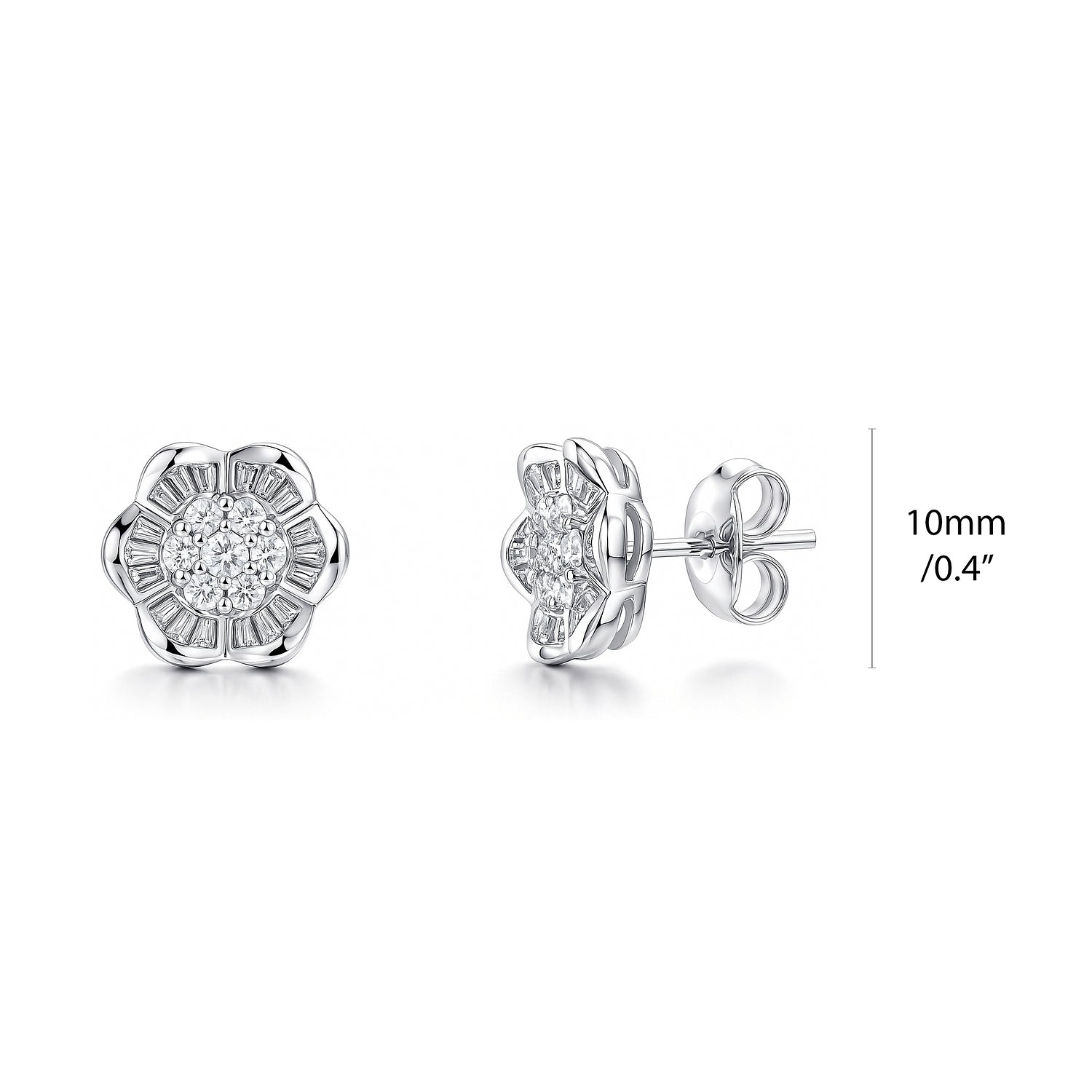 Flower CZ Stud Earrings in Sterling Silver, 3 of 6