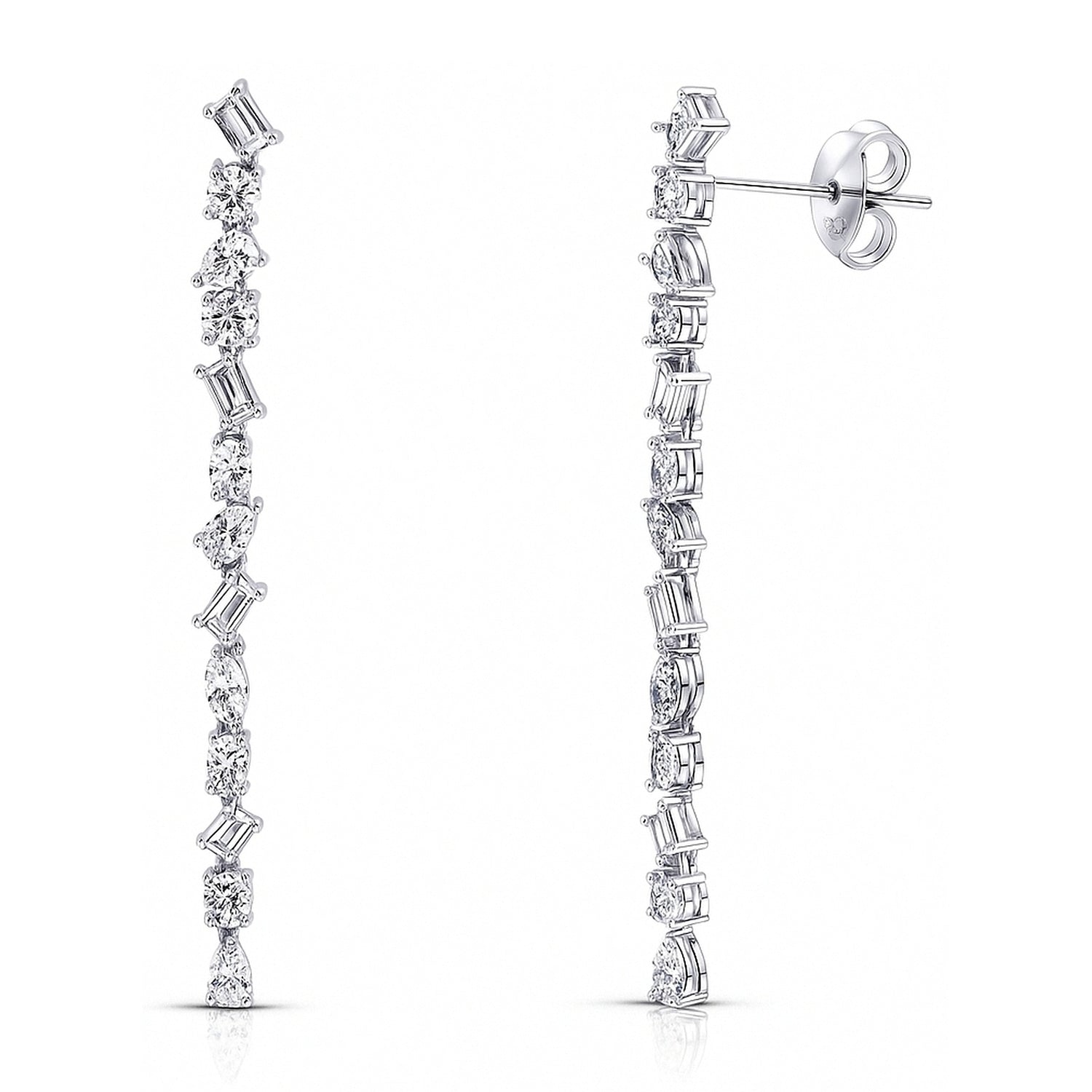 Cluster Bar CZ Chandelier Earrings in Sterling Silver, 1 of 5