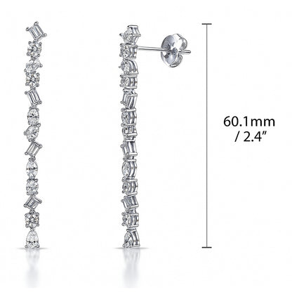 Cluster Bar CZ Chandelier Earrings in Sterling Silver
