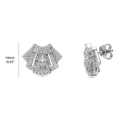 Art Deco CZ Necklace and Earrings in Sterling Silver