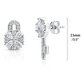 Key and Lock CZ Stud Earrings in Sterling Silver, Clear Color