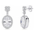 Halo Clover Oval CZ Earrings in Sterling Silver, Clear Color