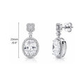 Halo Clover Oval CZ Earrings in Sterling Silver, Clear Color