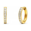 Bar CZ Small Hoop Earrings in Gold Flashed Sterling Silver, 0.6 inch