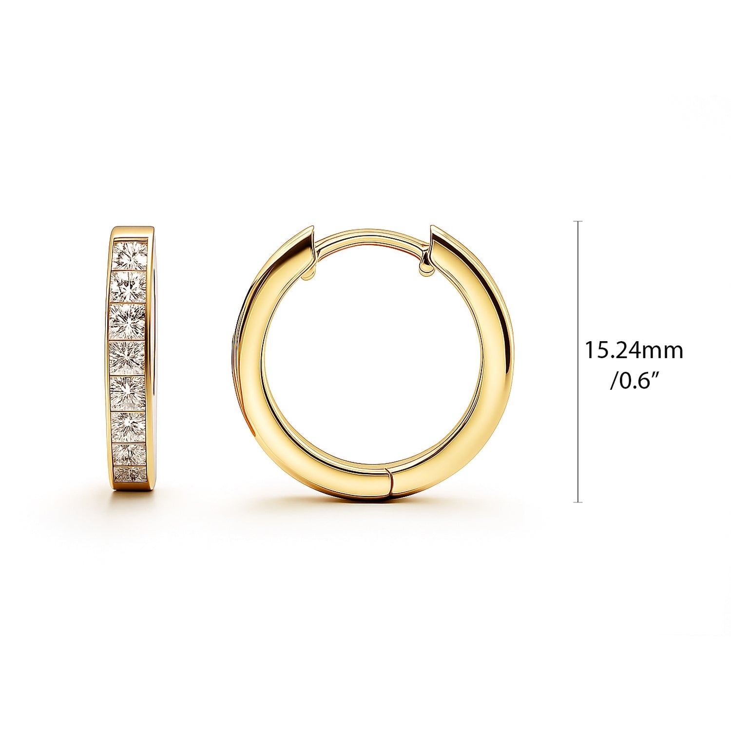 Bar CZ Small Hoop Earrings in Gold Flashed Sterling Silver
