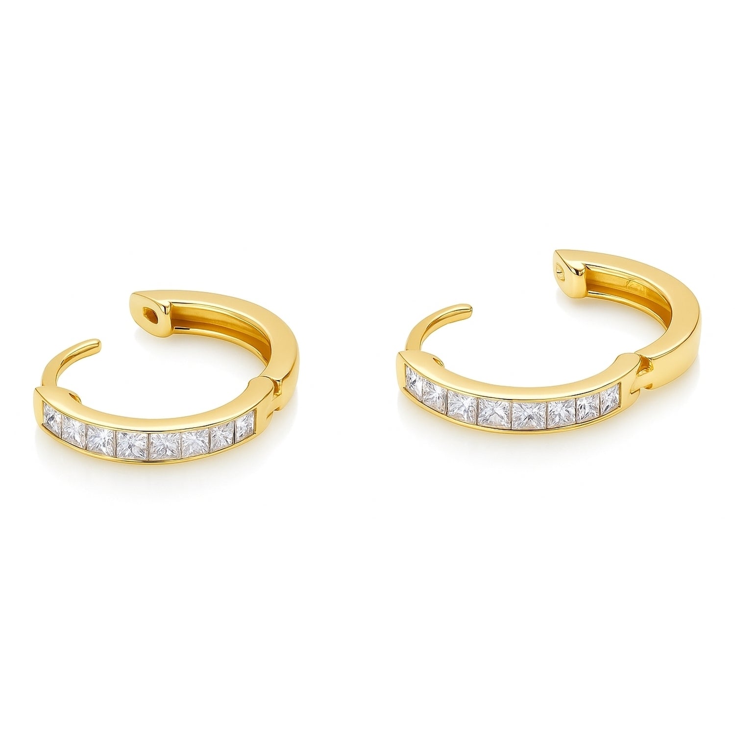 Bar CZ Small Hoop Earrings in Gold Flashed Sterling Silver
