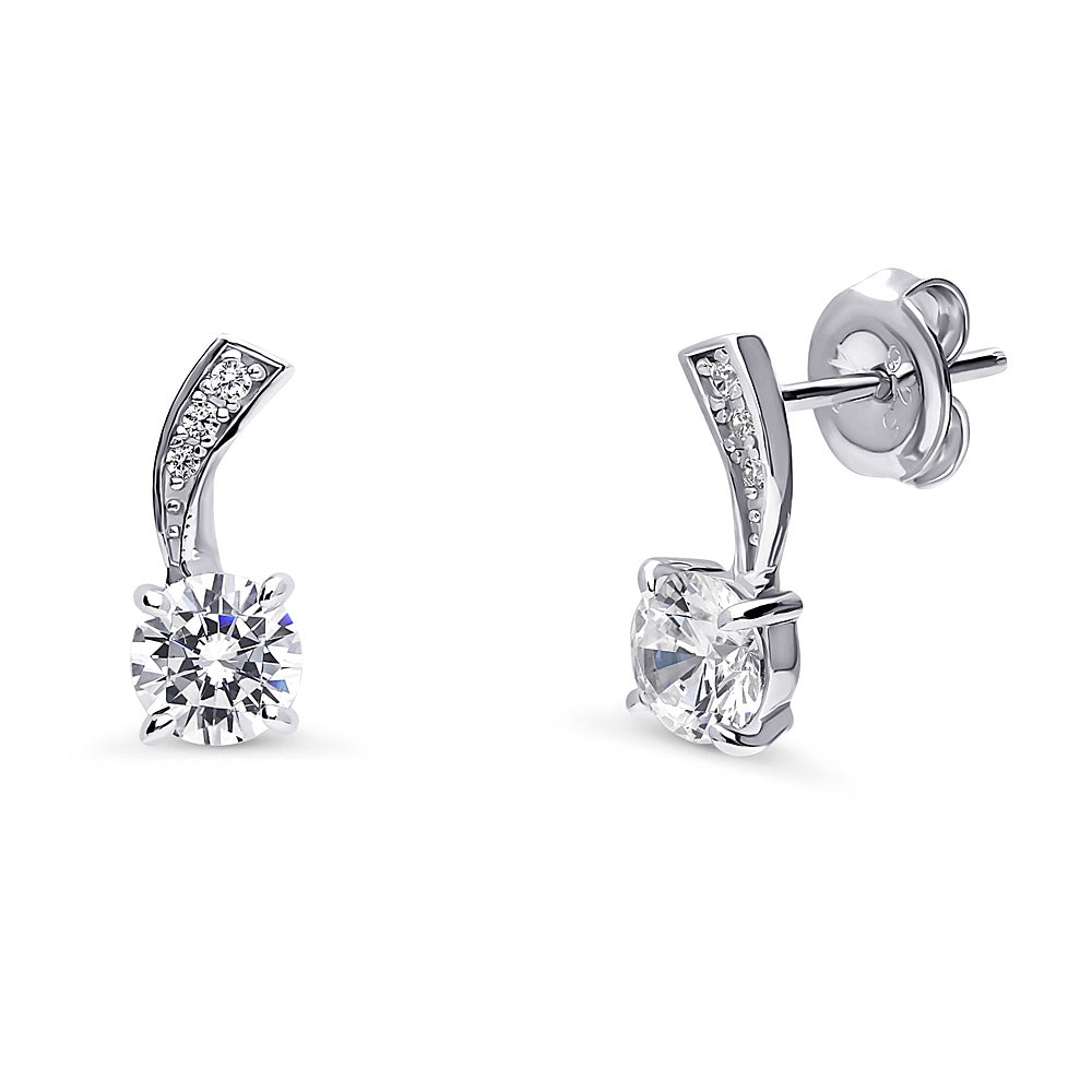 Woven CZ Stud Earrings in Sterling Silver, 1 of 4