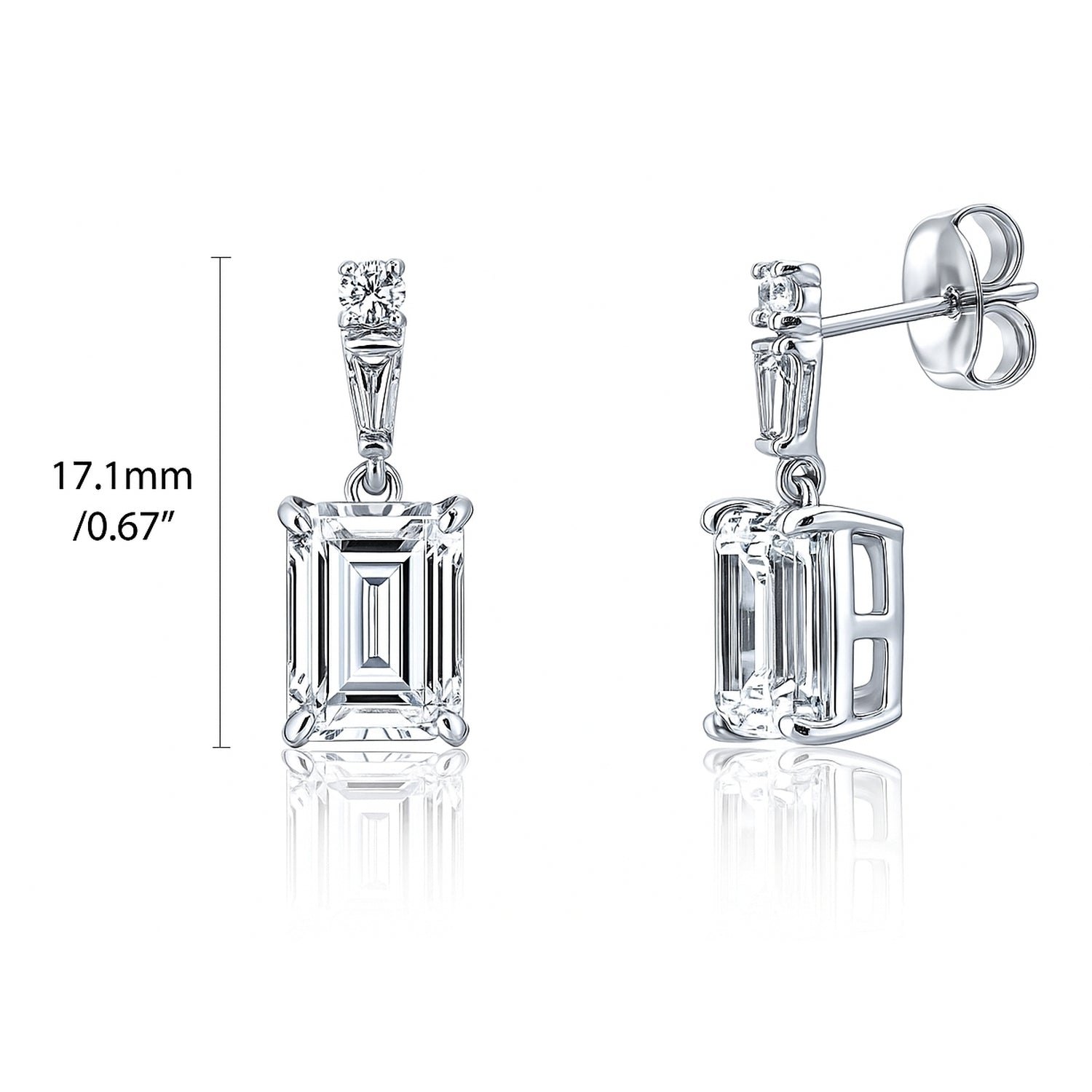 Solitaire 1.7ct/3.4ct Emerald Cut CZ Set in Sterling Silver, 8 of 11