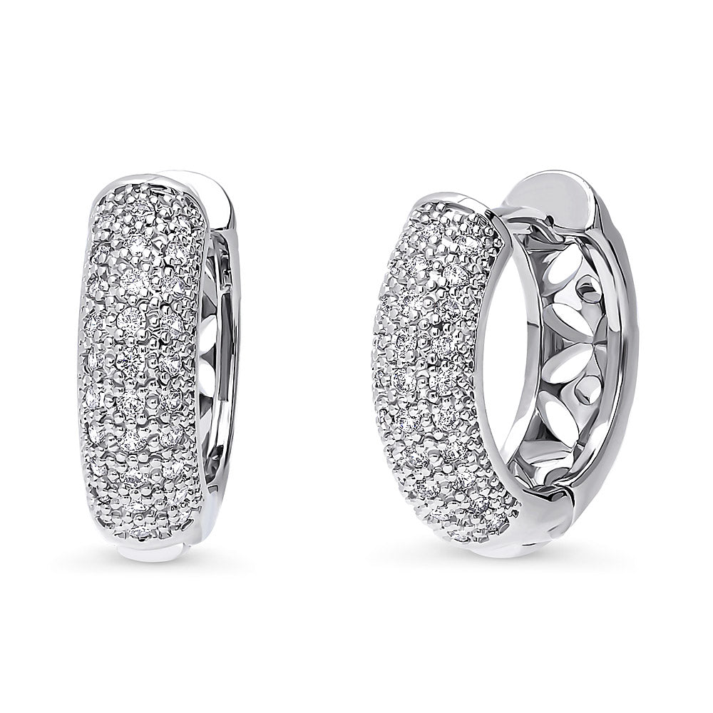 Dome CZ Small Hoop Earrings 0.8"