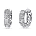 Dome CZ Small Hoop Earrings 0.8 inch, Silver-Tone