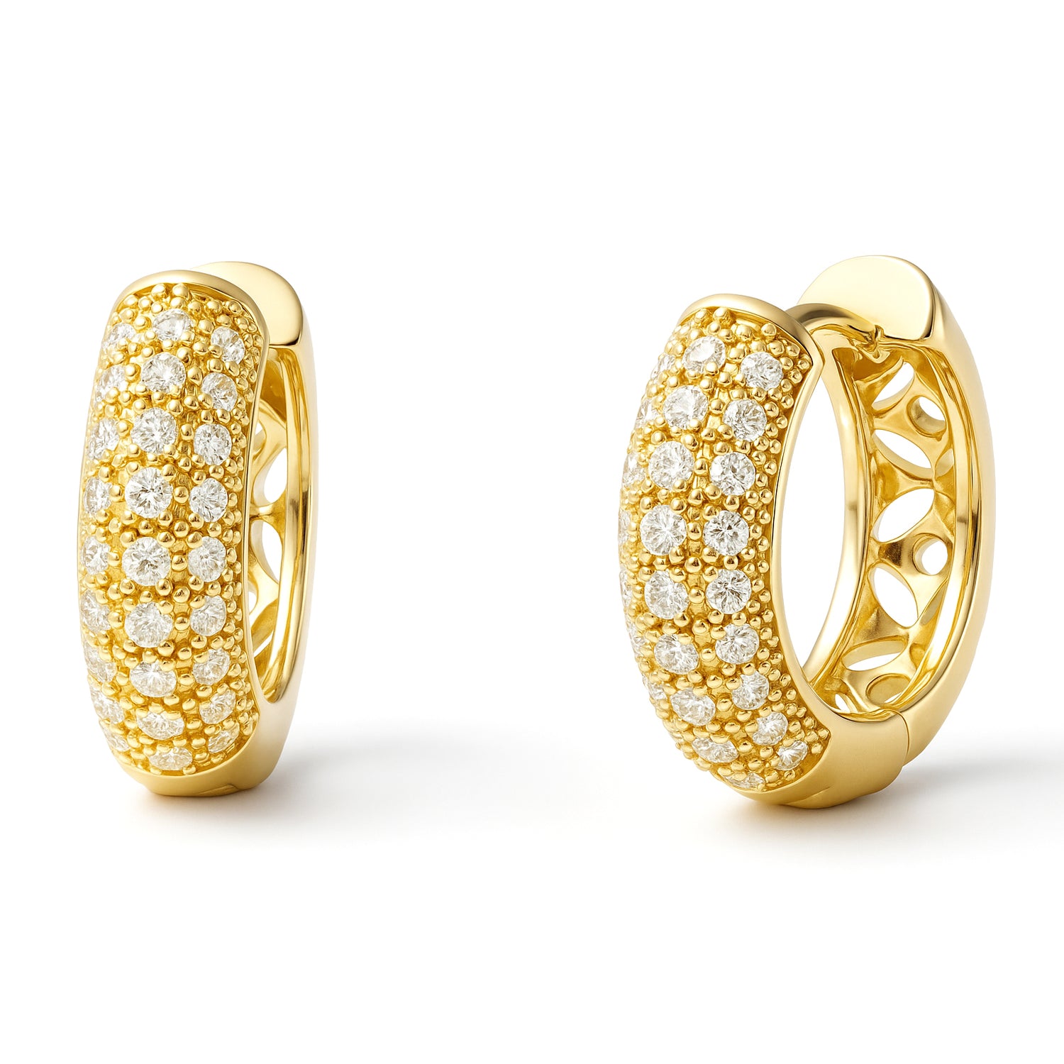 Dome CZ Small Hoop Earrings 0.8 inch, Gold-Tone