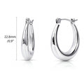 Oval Small Hoop Earrings 0.9 inch, Silver-Tone