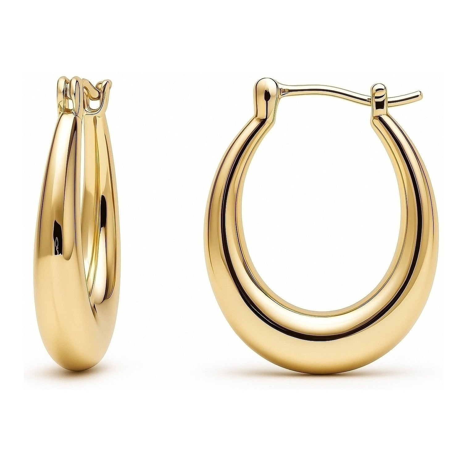 Oval Small Hoop Earrings 0.9 inch, Gold-Tone