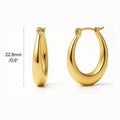 Oval Small Hoop Earrings 0.9 inch, Gold-Tone