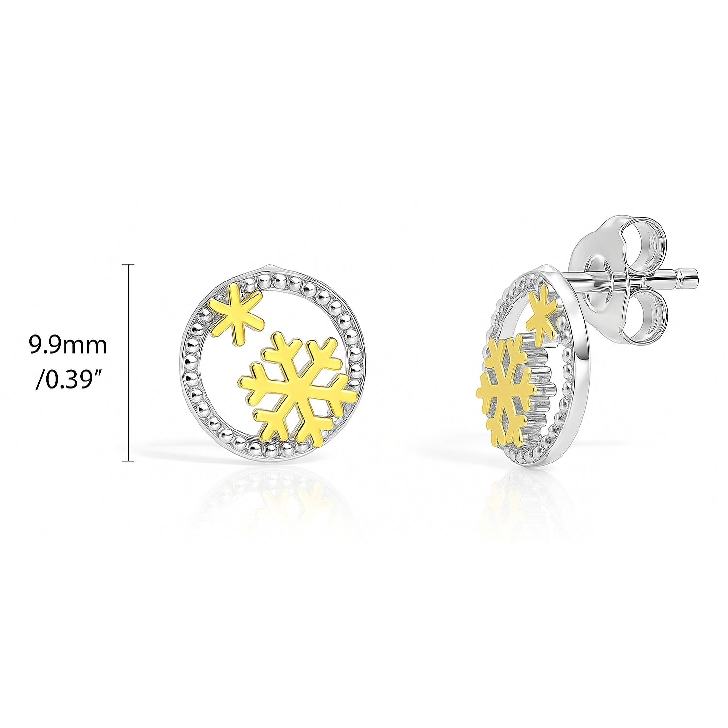 Snowflake Stud Earrings in Gold Flashed Sterling Silver