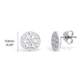 Front view of Snowflake Coin Stud Earrings in Sterling Silver, Rhodium Plated