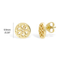 Front view of Snowflake Coin Stud Earrings in Sterling Silver, Yellow Gold Flashed