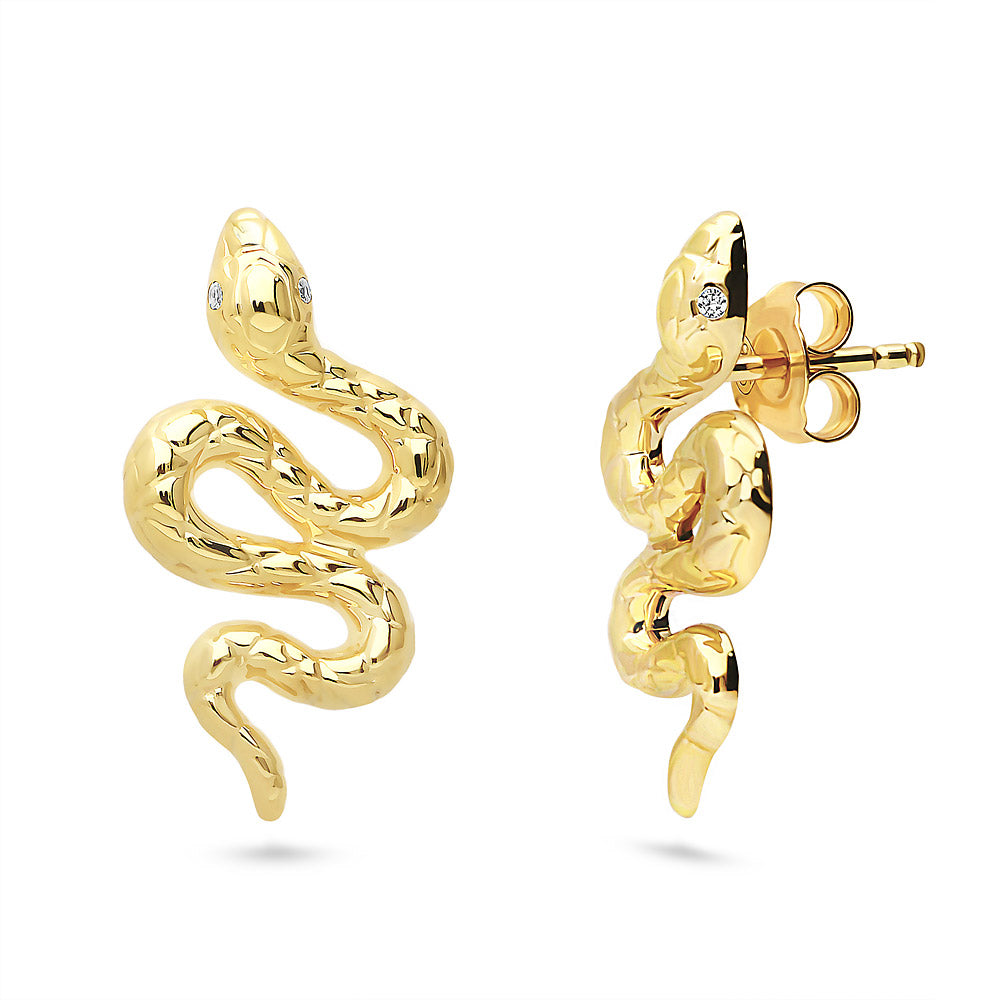 Snake CZ Stud Earrings in Sterling Silver