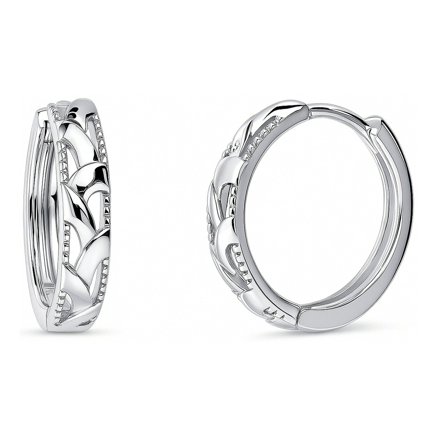Woven Small Hoop Earrings in Sterling Silver 0.6 inch, 1 of 3