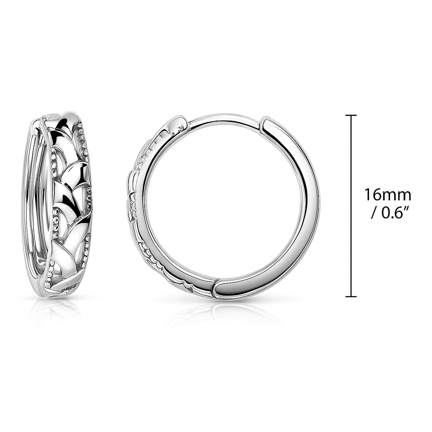Woven Small Hoop Earrings in Sterling Silver 0.6 inch, 2 of 3