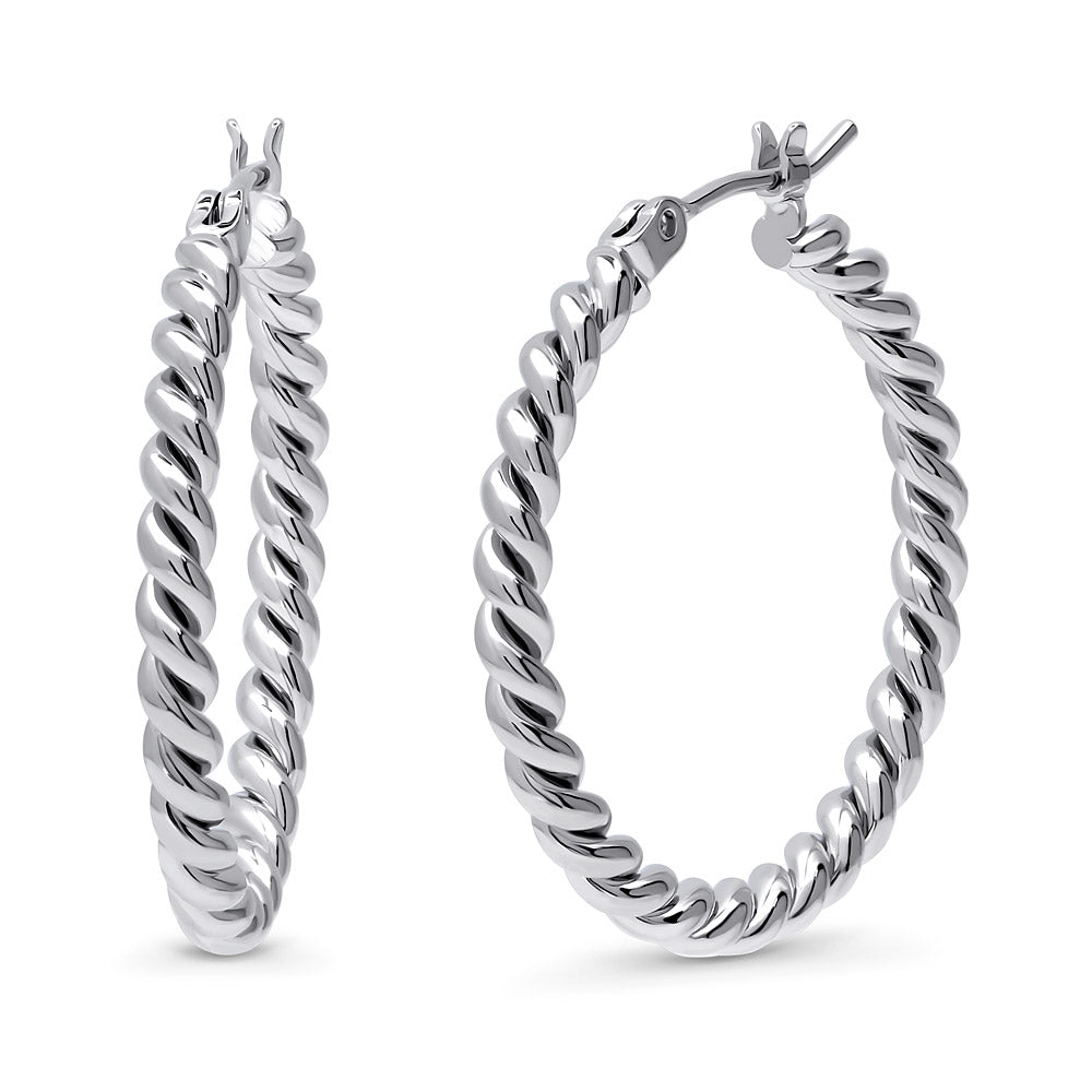 Cubic Zirconia Hoop Earrings, Huggie Earrings in Sterling Cubic Zirconia Hoop Earrings, Huggie Earrings in Sterling