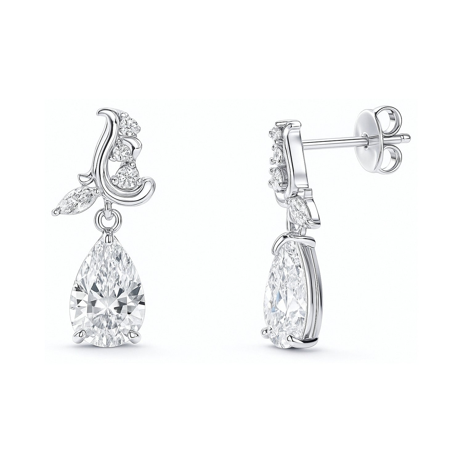Filigree CZ Dangle Earrings in Sterling Silver, 1 of 4