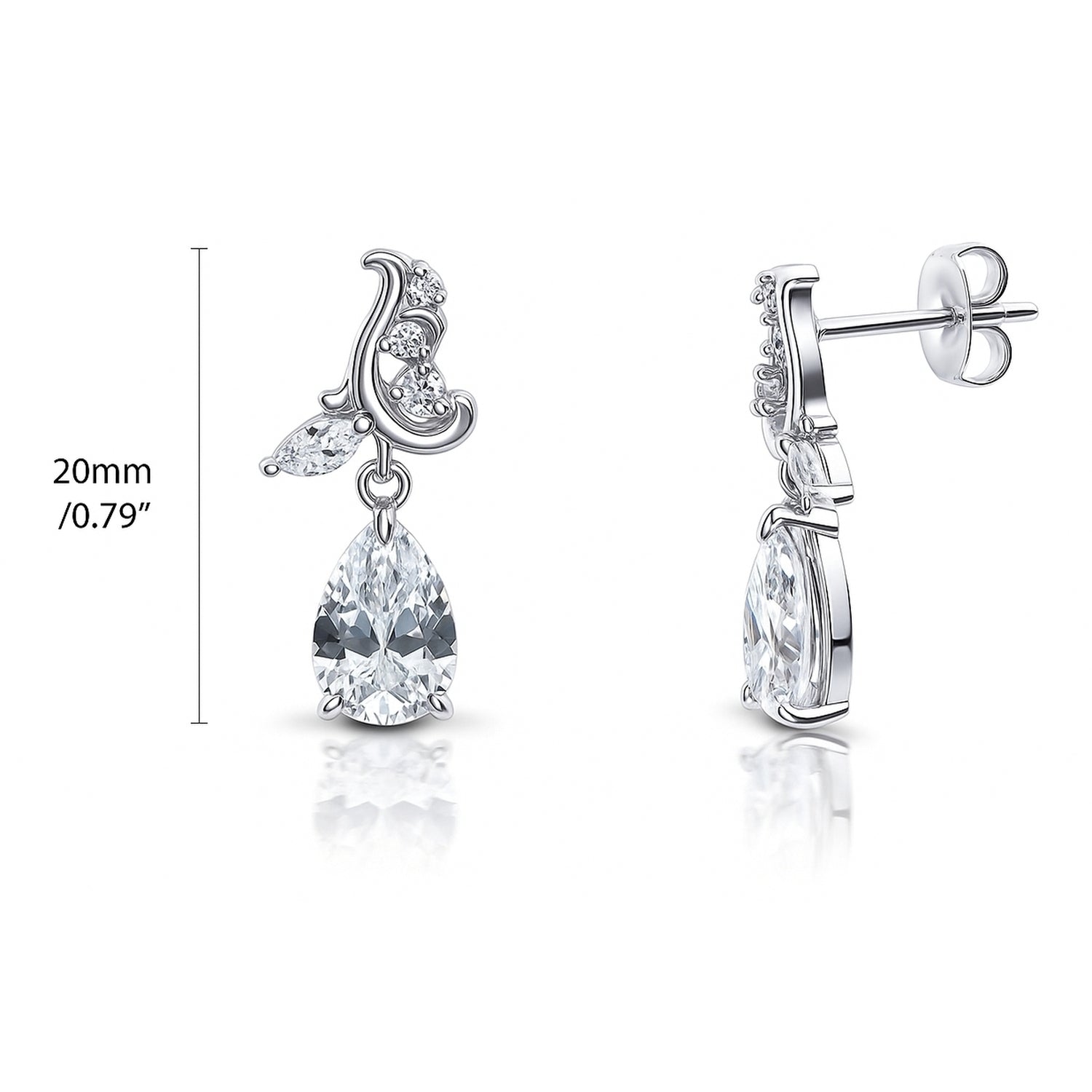 Filigree CZ Dangle Earrings in Sterling Silver, 3 of 4