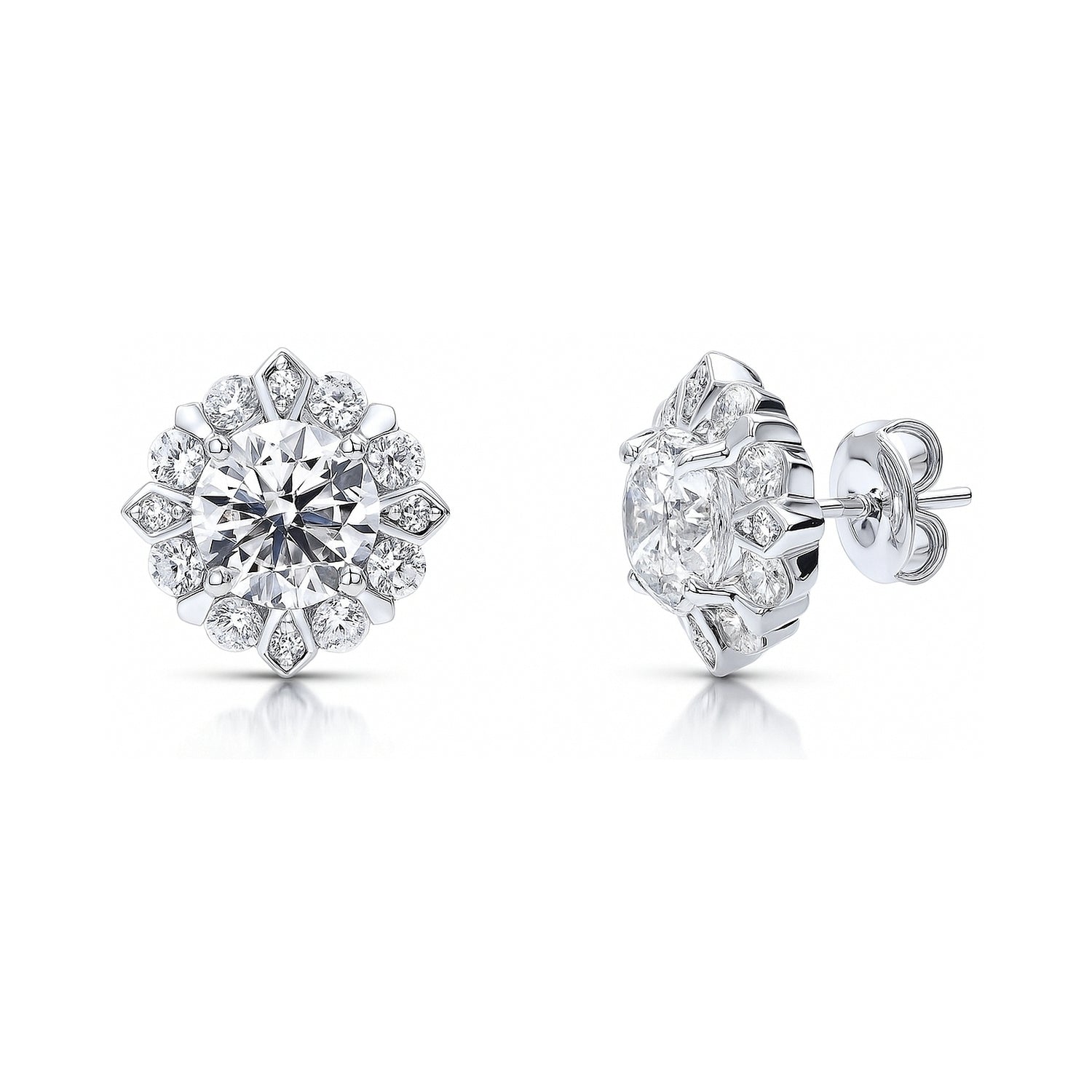 Halo Flower CZ Necklace and Earrings in Sterling Silver, 2 of 7