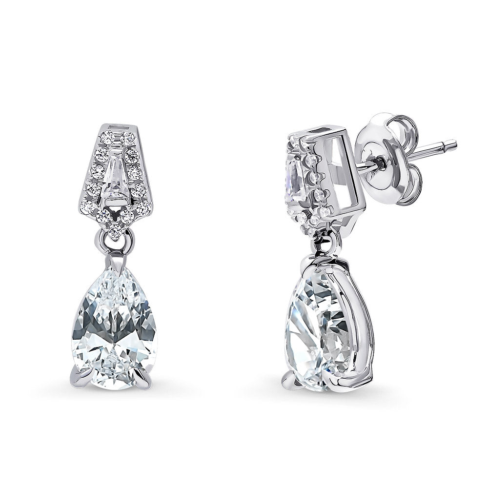 Art Deco CZ Necklace and Earrings in Sterling Silver