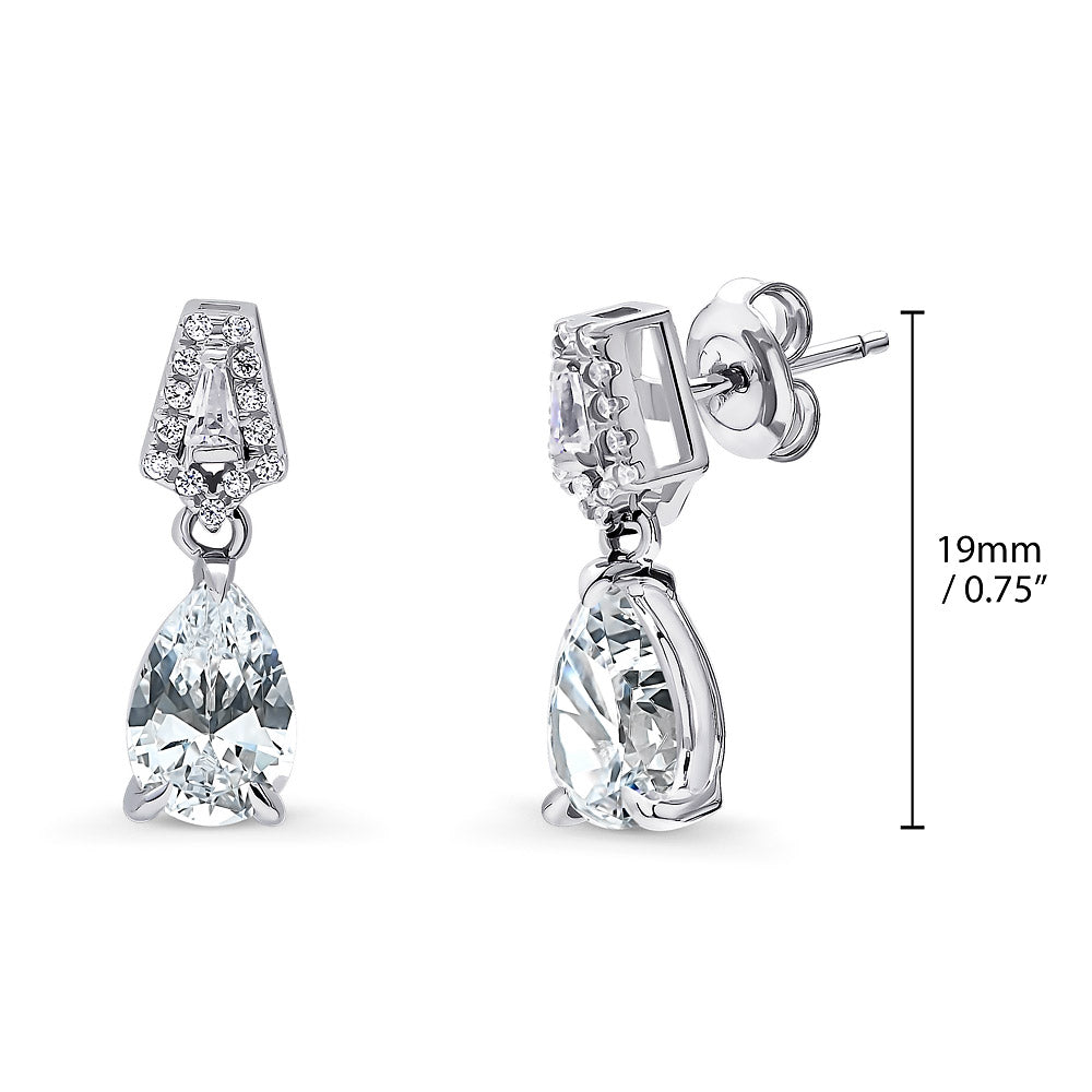 Art Deco CZ Necklace and Earrings in Sterling Silver