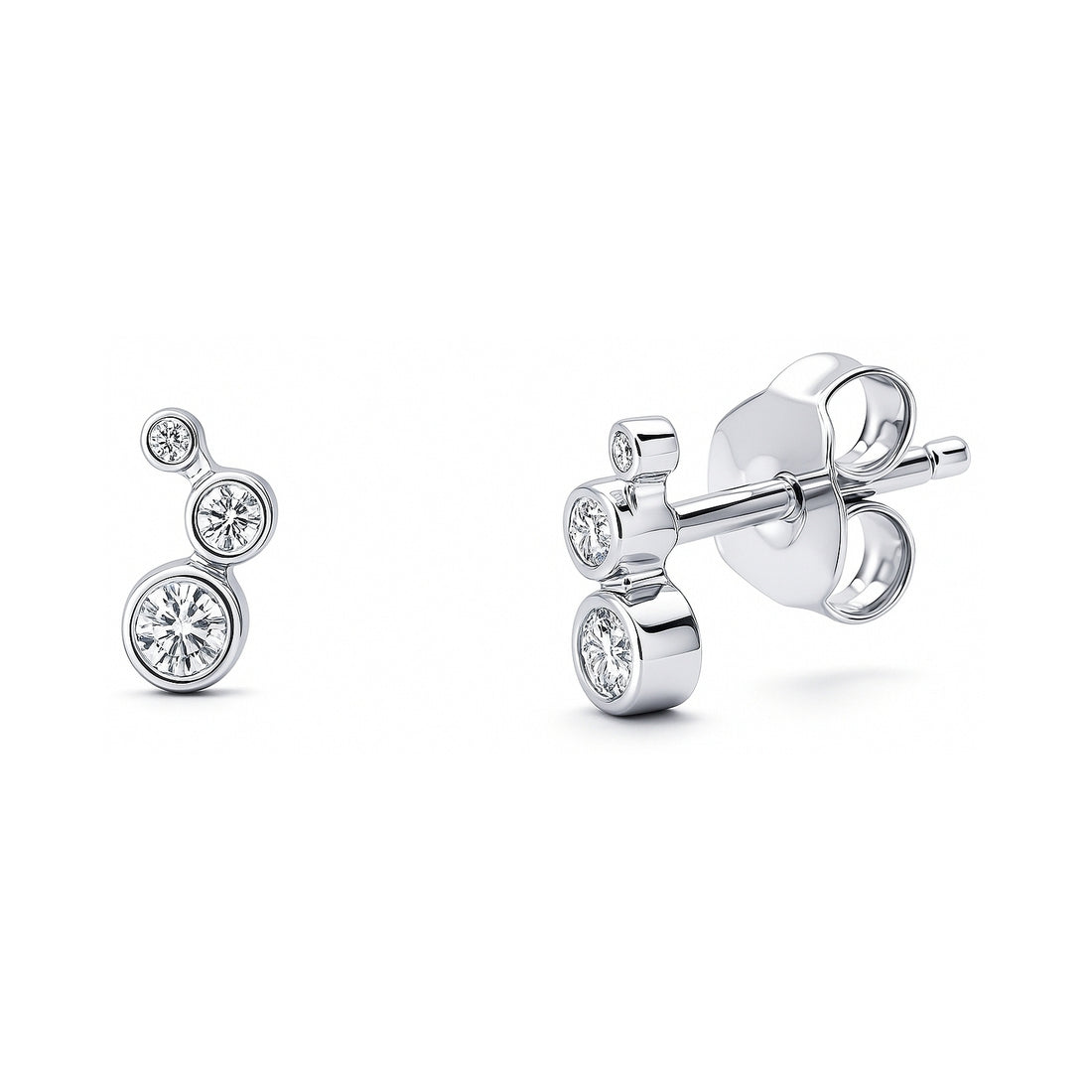 Cartilage Graduated CZ Cartilage Stud Earrings in Sterling Silver