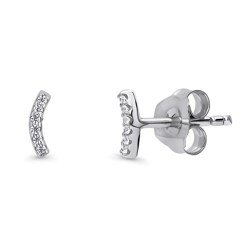 Bar CZ Stud Earrings in Sterling Silver